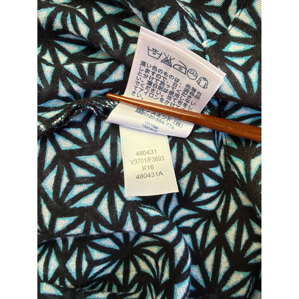 Lands End XL Blue Geometric Cotton V-Neck Kaftan Beach Cover Up Tunic Dress 18 - Picture 10 of 14